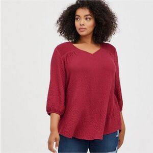 Torrid Crinkle Gauze Tunic Top – Red 2X